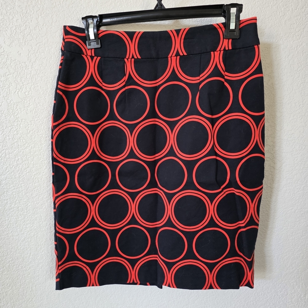 Banana Republic Black and Red Pencil Cotton Blend Skirt Knee-Length Size 2